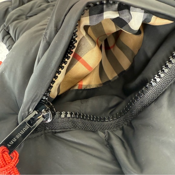 Burberry Black Down Puffer Jacket Small Signature Check Lined Coat - Picture 8 of 12